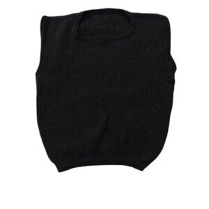 Retro Vintage 1940s-1960s Black Crewneck Sleeveless Knit Sweater Vest Top